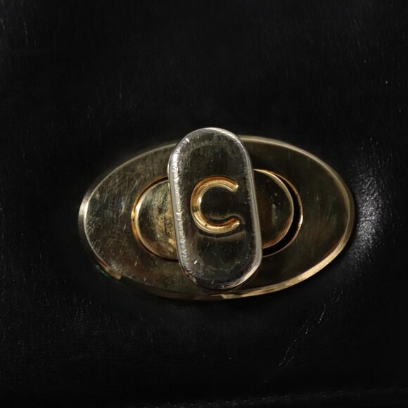 CELINE Shoulder Bag Leather Black Gold Auth EC517 - Picture 10 of 16